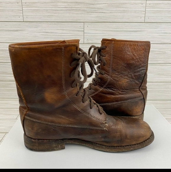 Bed Stu Cobbler Series Studded Distressed Brown Leather Lace Up Boots Size 9 - Picture 10 of 13